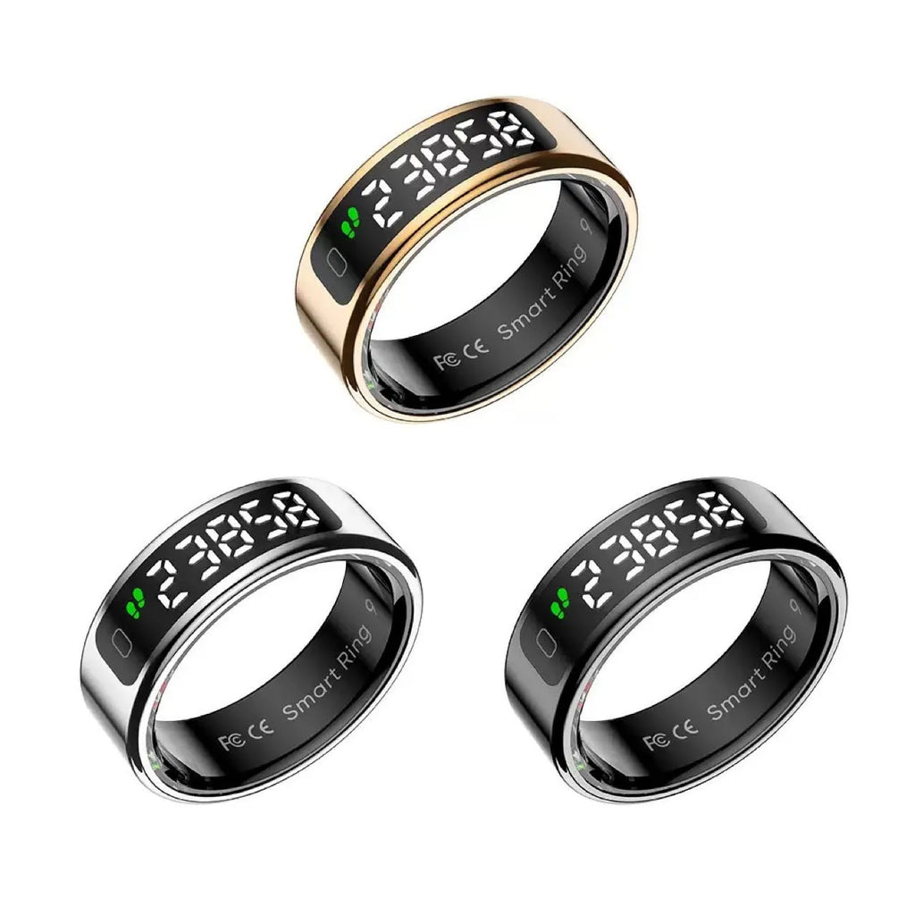 Multifunctional R11 Smart Ring in black with health tracking functions and display