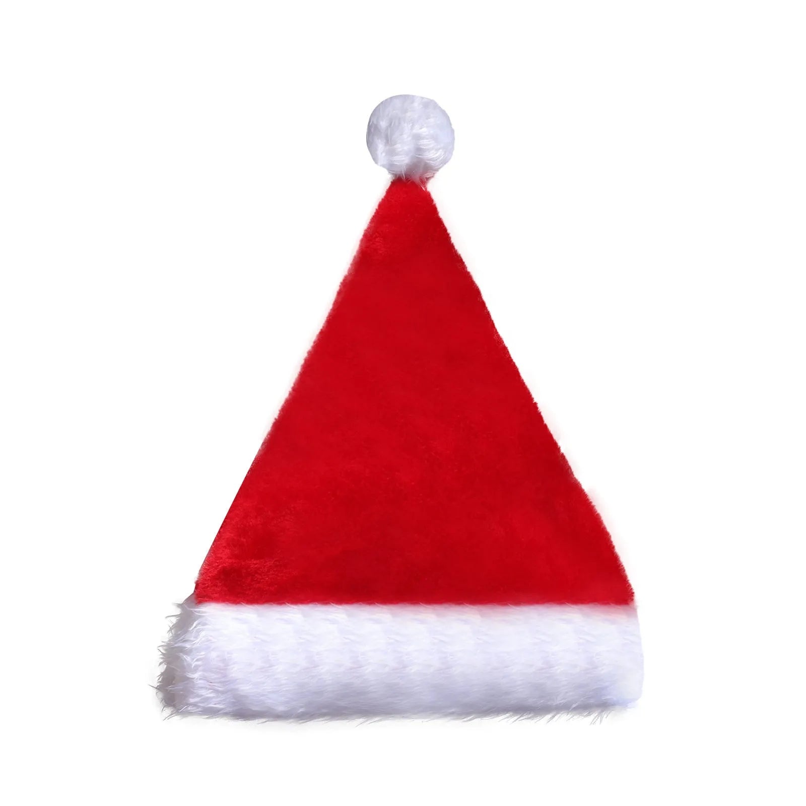 Red and white plush Santa hat with pom-pom and twinkling multi-coloured LED lights around the brim.