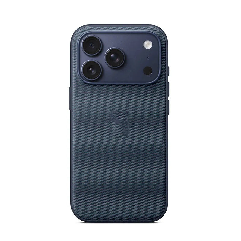 Woven cloth pattern magnetic suction phone case for iPhone 17 series in blue colour