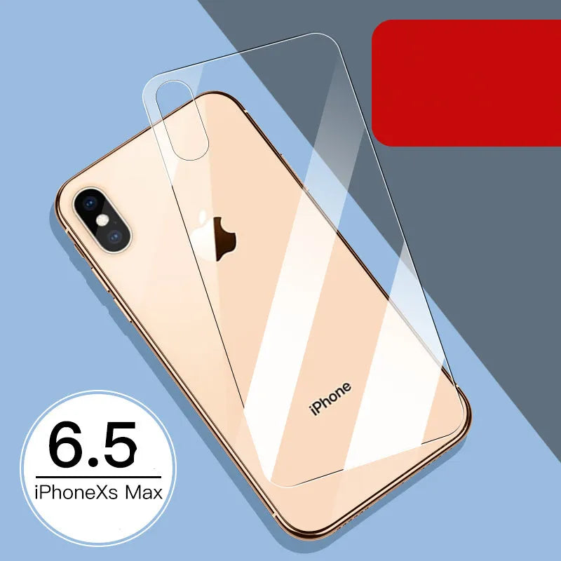 Tempered glass screen and rear protector films for Apple iPhone 11, X, and XS models.
