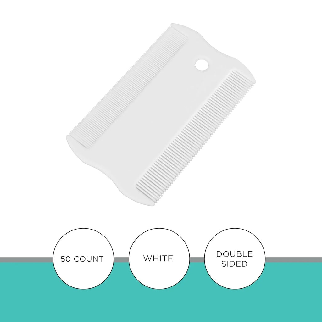 Double-sided plastic flea comb for dogs and cats with dense teeth for removing fleas and cleaning tear stains.
