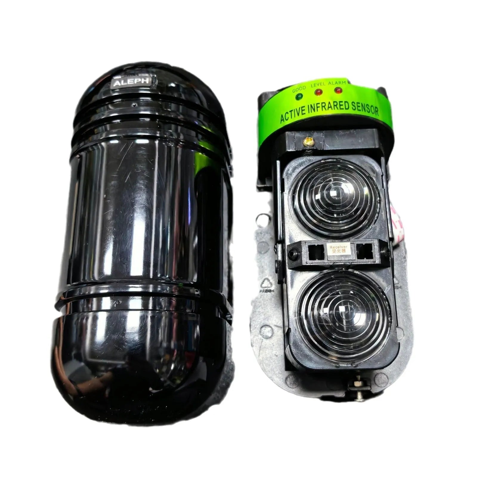 Black wall-mounted infrared security detector with 150-metre range for commercial anti-theft systems