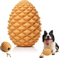 Yellow pine cone shaped dog chew toy with treat dispenser for medium large aggressive chewers