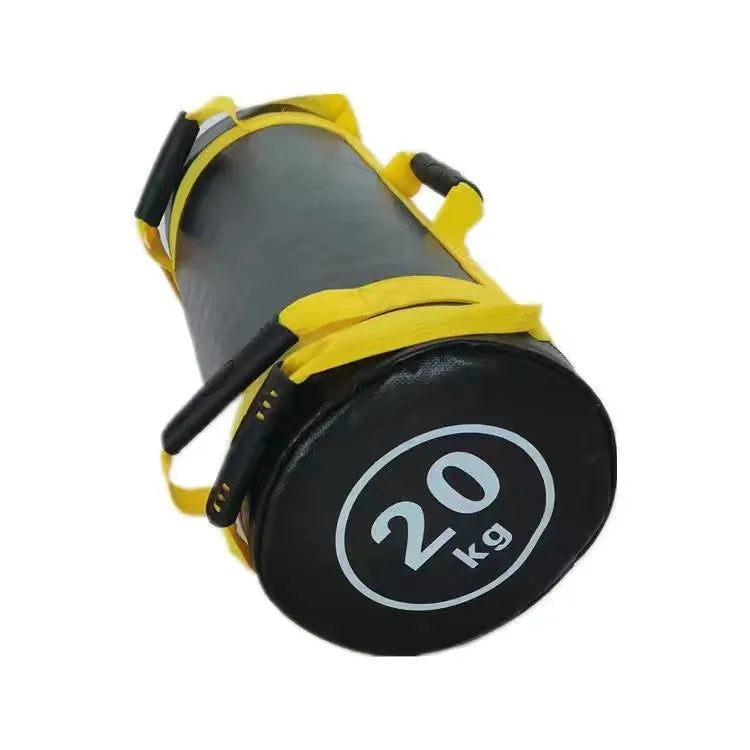 Flat white PVC fitness training sandbag with weight options from 5kg to 30kg