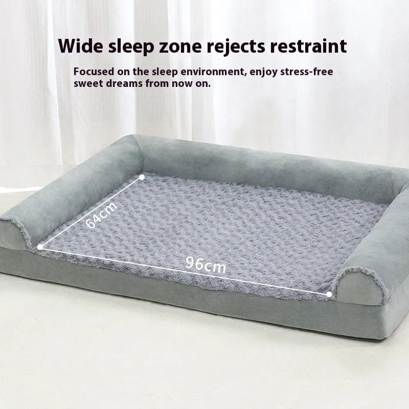 Light grey cloth kennel dog bed for large dogs showing padded interior and enclosed design.