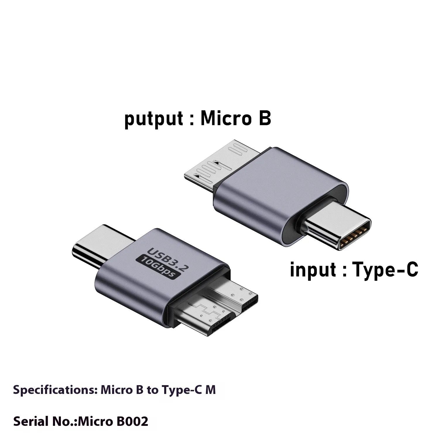 Micro B USB adapter for connecting to hard drives and phones, showing Type-C and USB port options.