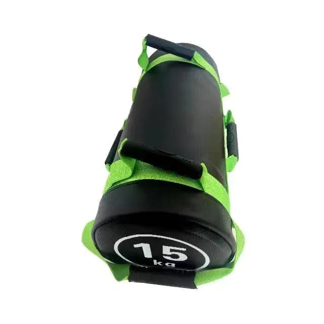 Flat white PVC fitness training sandbag with weight options from 5kg to 30kg