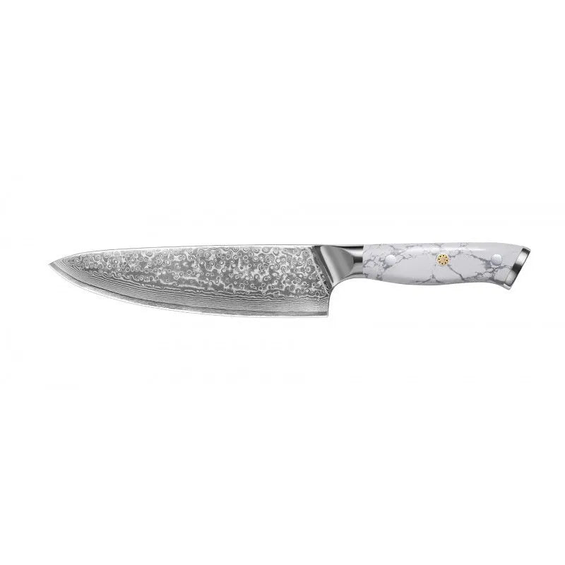 Damascus steel household chef's knife with VG10 core, 32cm total length for multi-purpose kitchen cutting