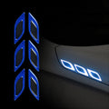Reflective resin bumper protection tape for car wheel arches in blue and yellow colours