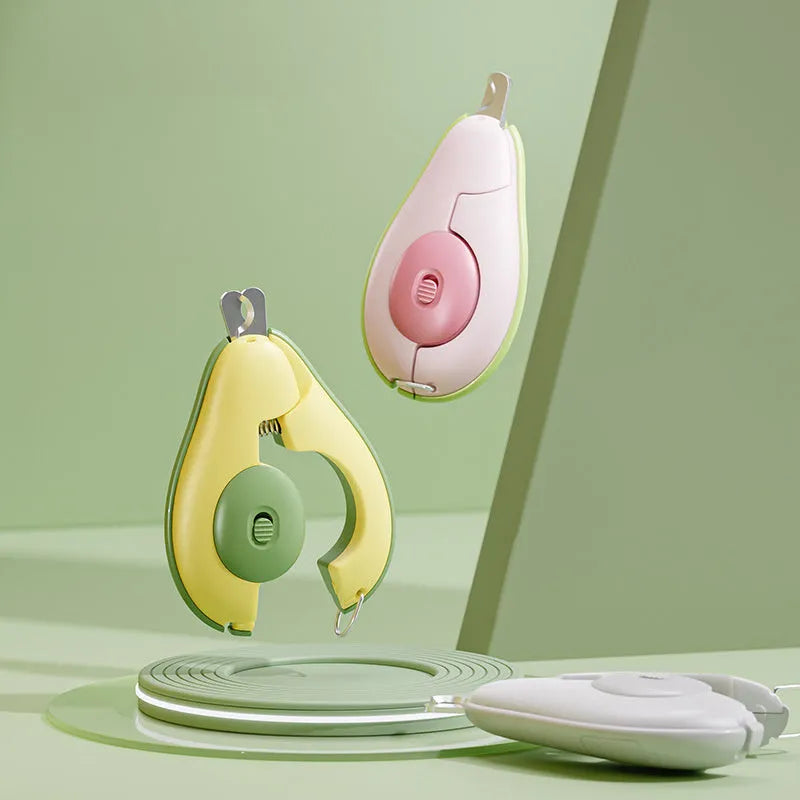 Professional pet nail clippers with LED light for small dogs and cats, in green, pink, or white.