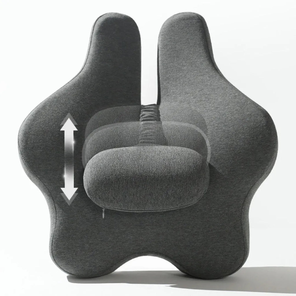 Memory foam car cushion with lumbar support in black, dark grey, light grey, or pink