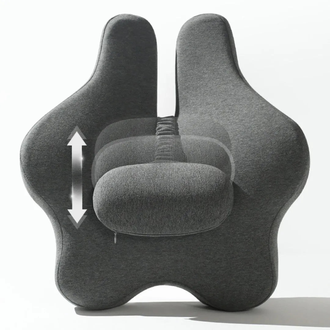 Memory foam car cushion with lumbar support in black, dark grey, light grey, or pink