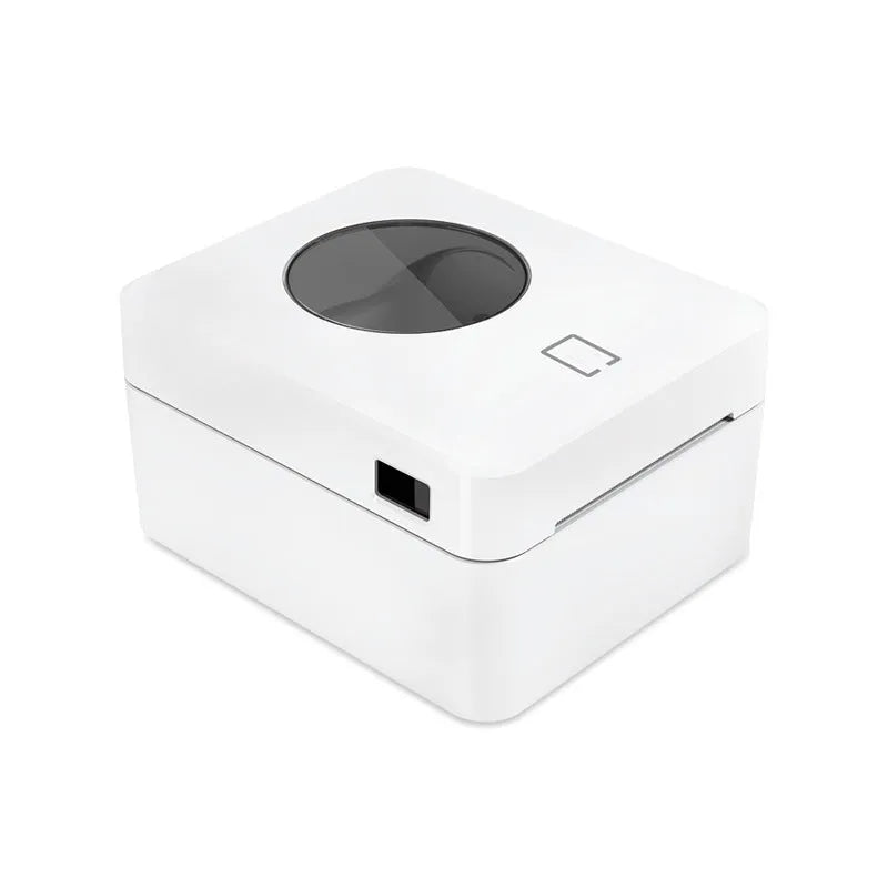 White Bluetooth thermal label printer with USB connection for shipping labels