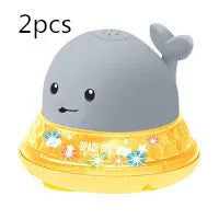 Automatic water spray whale bath toy with lights floating in baby bath