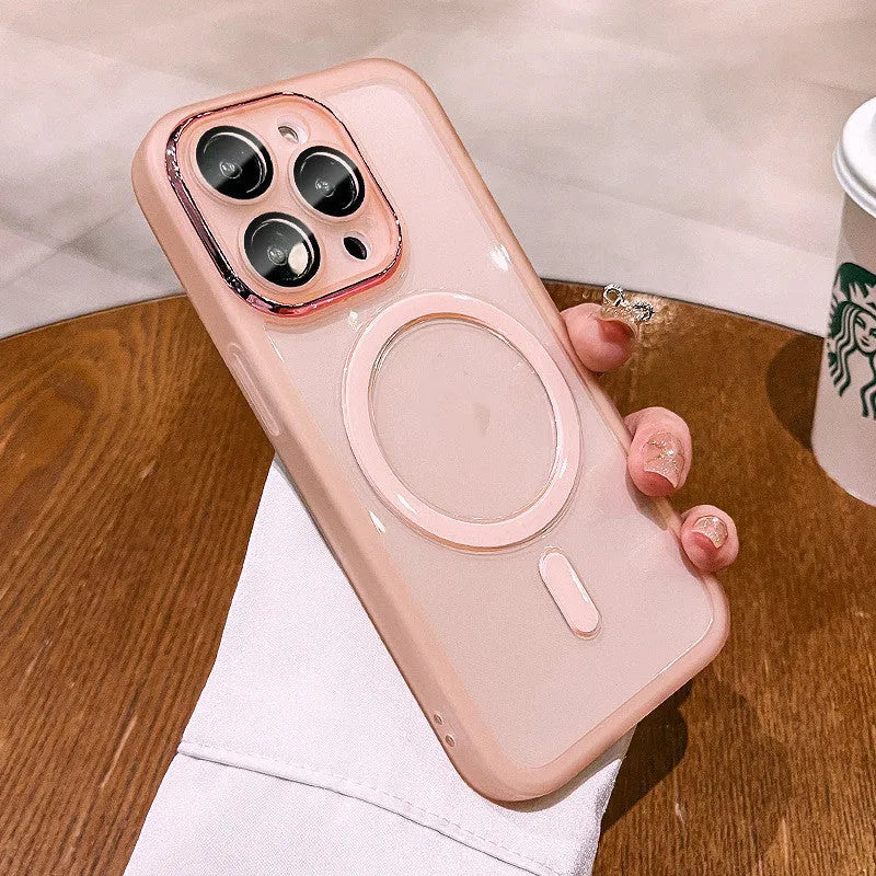 Magnetic phone case for iPhone in simple style with lens protector