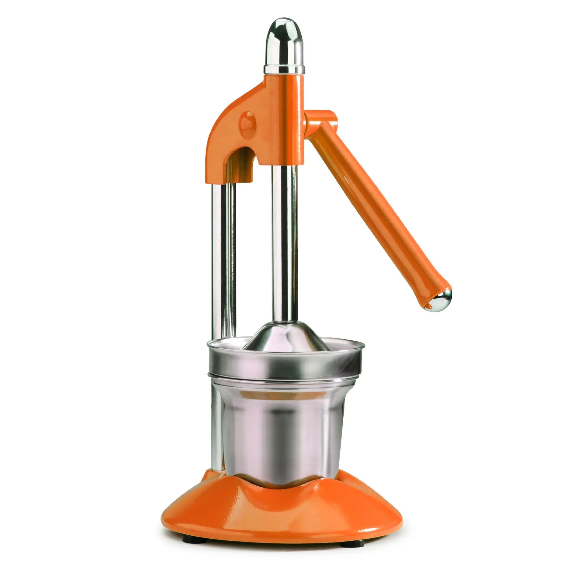 Commercial manual juicer with stainless steel platen metal construction 17x17x36cm pack size in upgraded silver