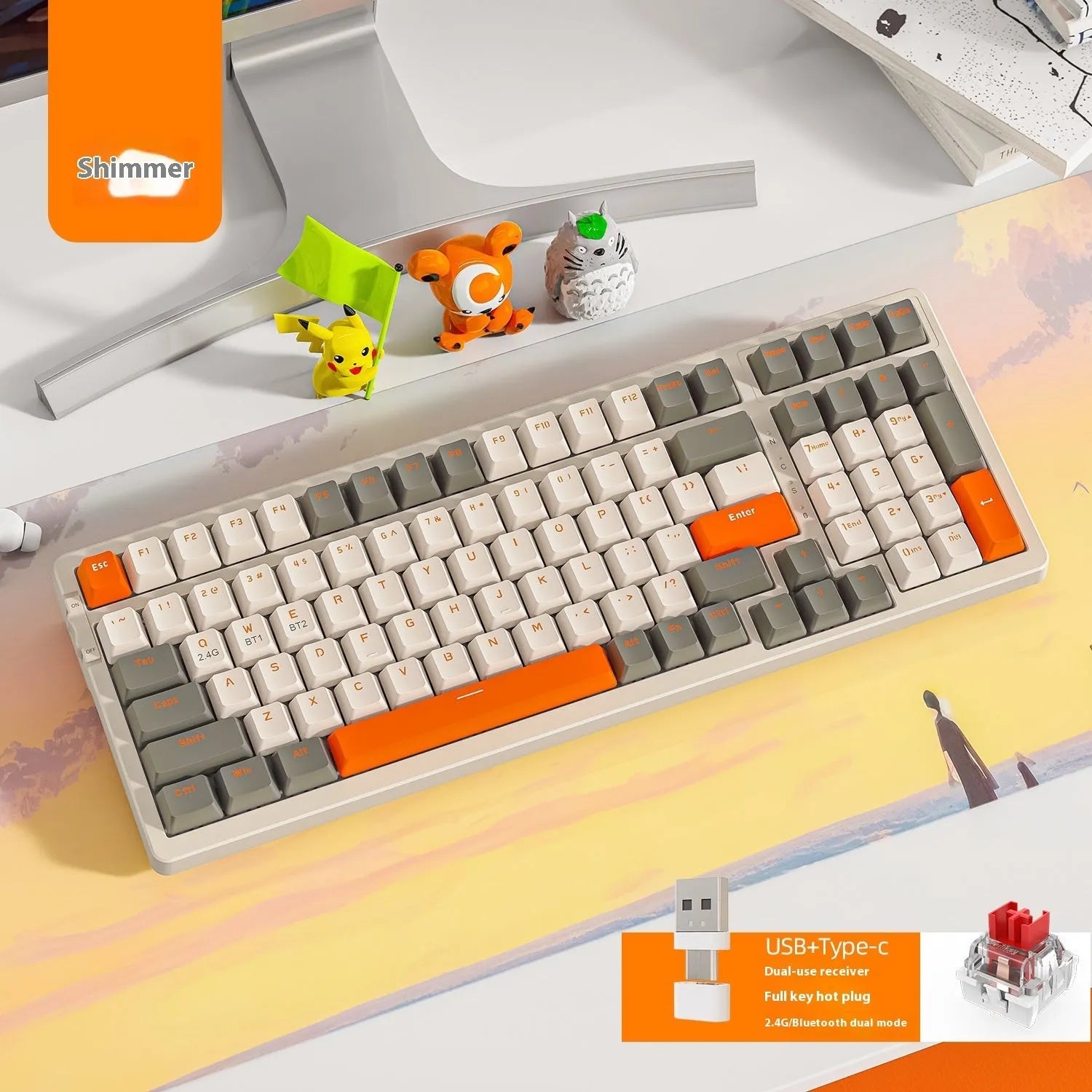 Free Wolf K96 Bluetooth wireless mechanical keyboard with compact 39cm design and red switches