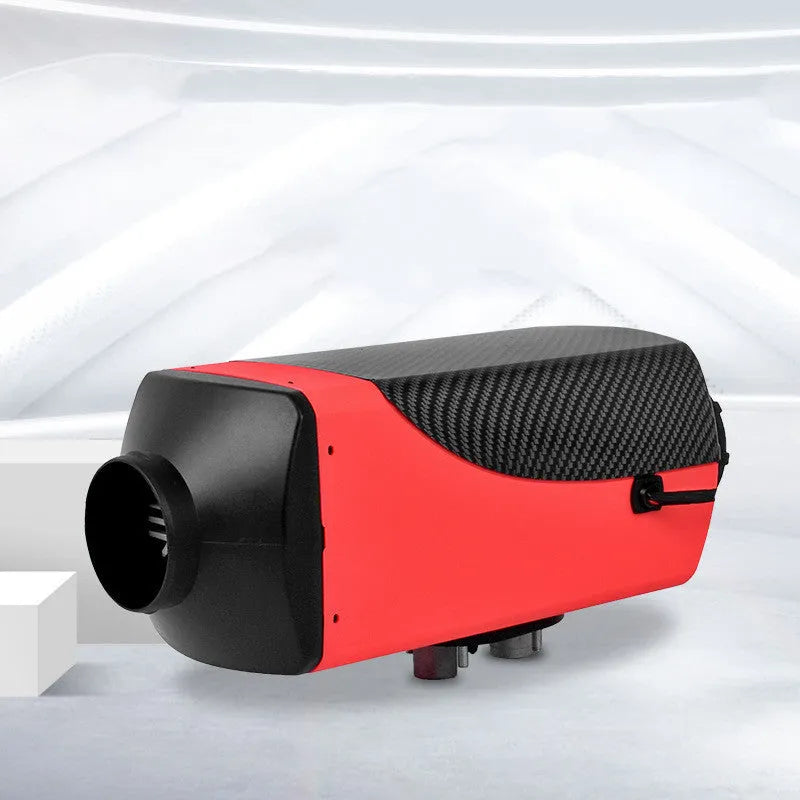 Red and black 12V 24V diesel air heater kit with fuel tank and pipes for truck van RV