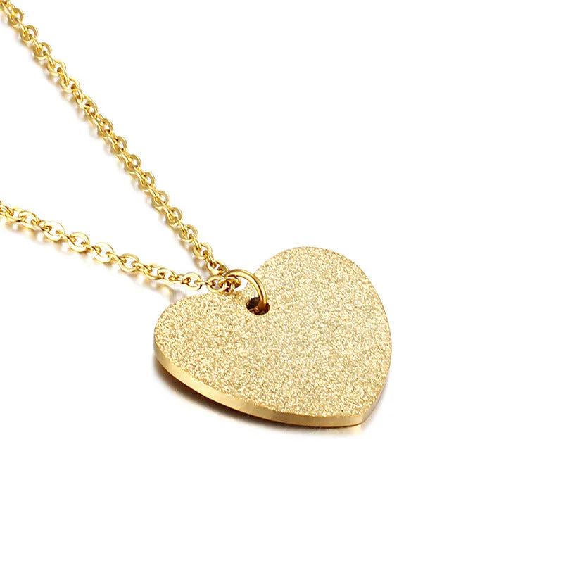Women's titanium steel necklace with geometric heart-shaped pendant in colour KN25736-Z