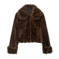 Women's faux fur coat and skirt set in solid colour with button front, long sleeves, polyester blend fabric