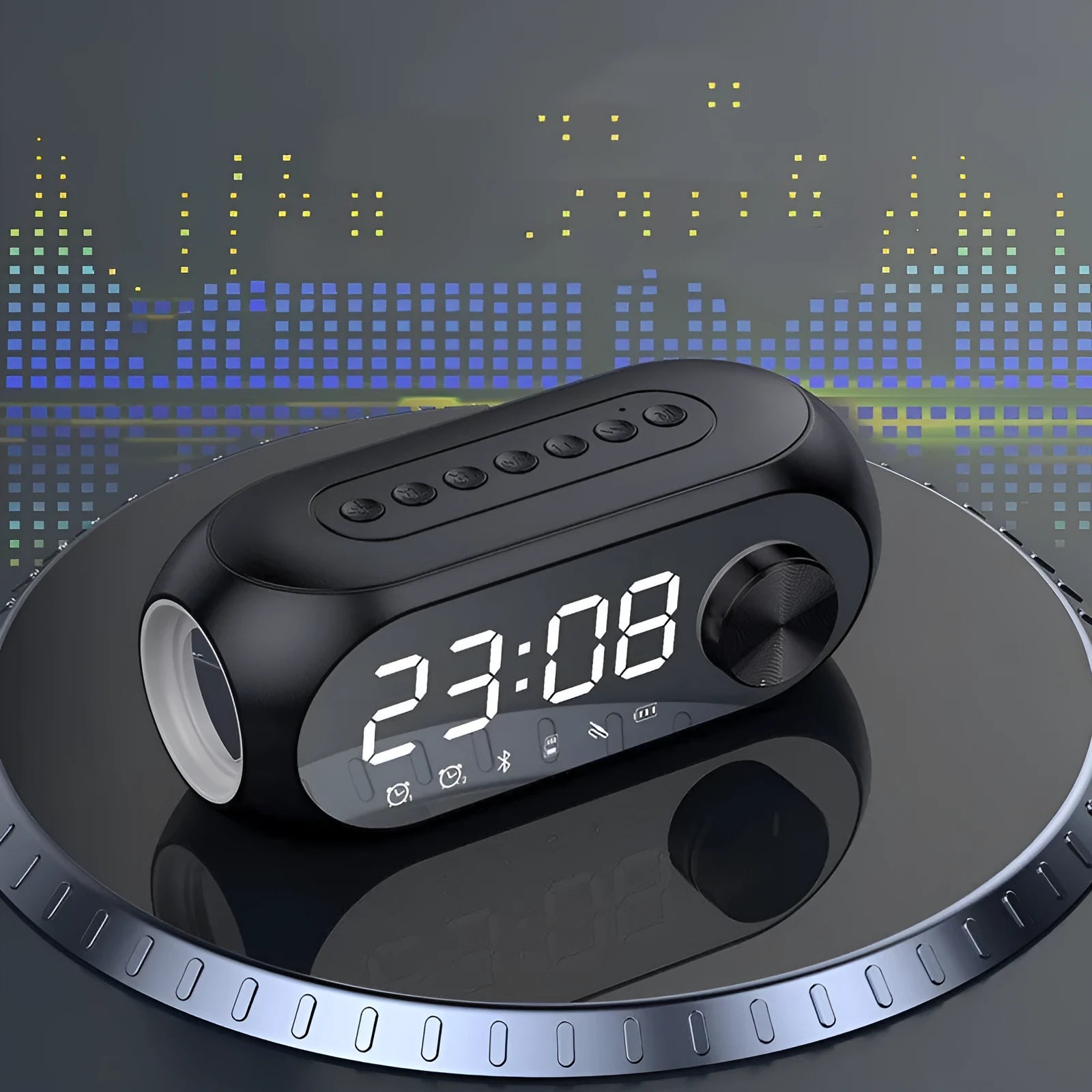 Extra Bass Portable Mini Clock Household Bluetooth Speaker in S8 Black, White or Blue colour options