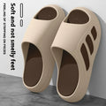 Brown EVA foam platform flip flop slippers for indoor home use.
