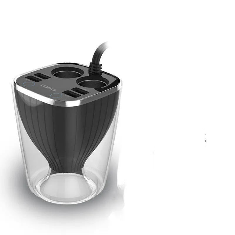 Black mobile phone car charger with Bluetooth USB cigarette lighter ABS 72x62x95mm AC70