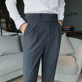 Straight-leg casual trousers in solid colours with polyester composition and Asian sizing options