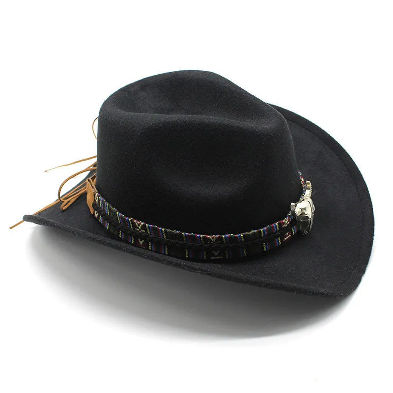 Western cowboy hat in bell crown style made of polyester, available in multiple colours for sizes 56-58cm.