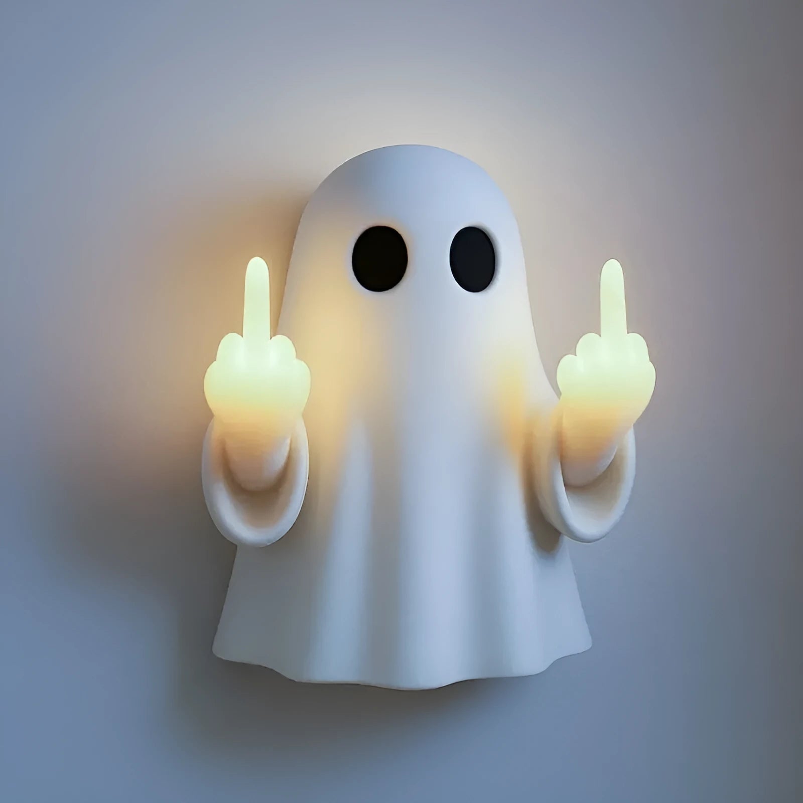 White plastic ghost statue night lamp with LED lighting for Halloween decoration