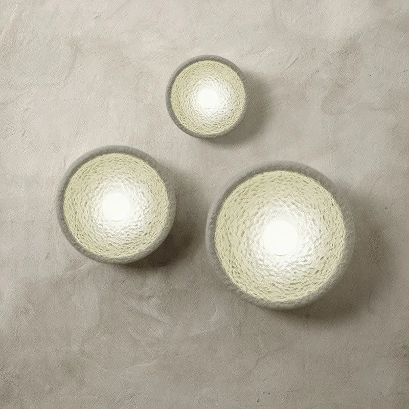 Modern Japanese-style silent wall lamp with round resin shade in three size options