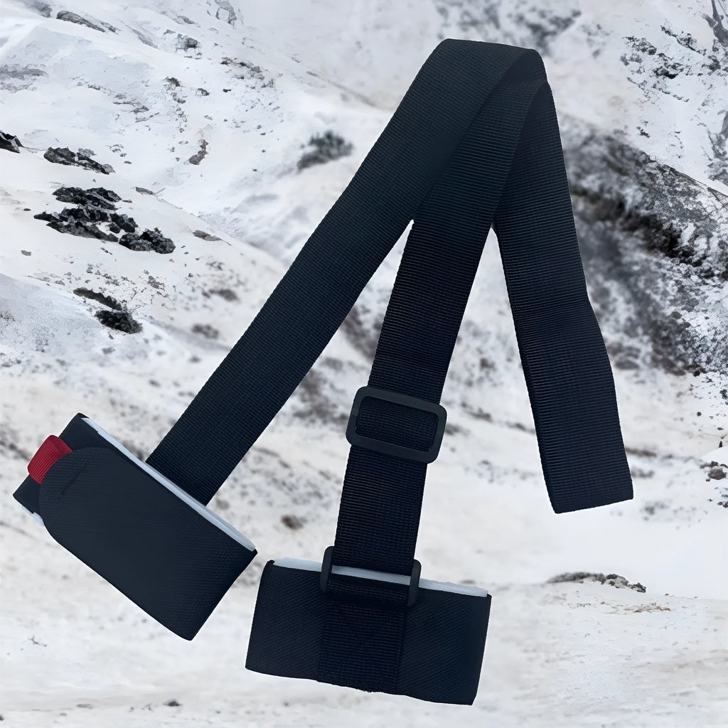 Adjustable hook and loop shoulder strap for portable ski sled transport in multiple colours