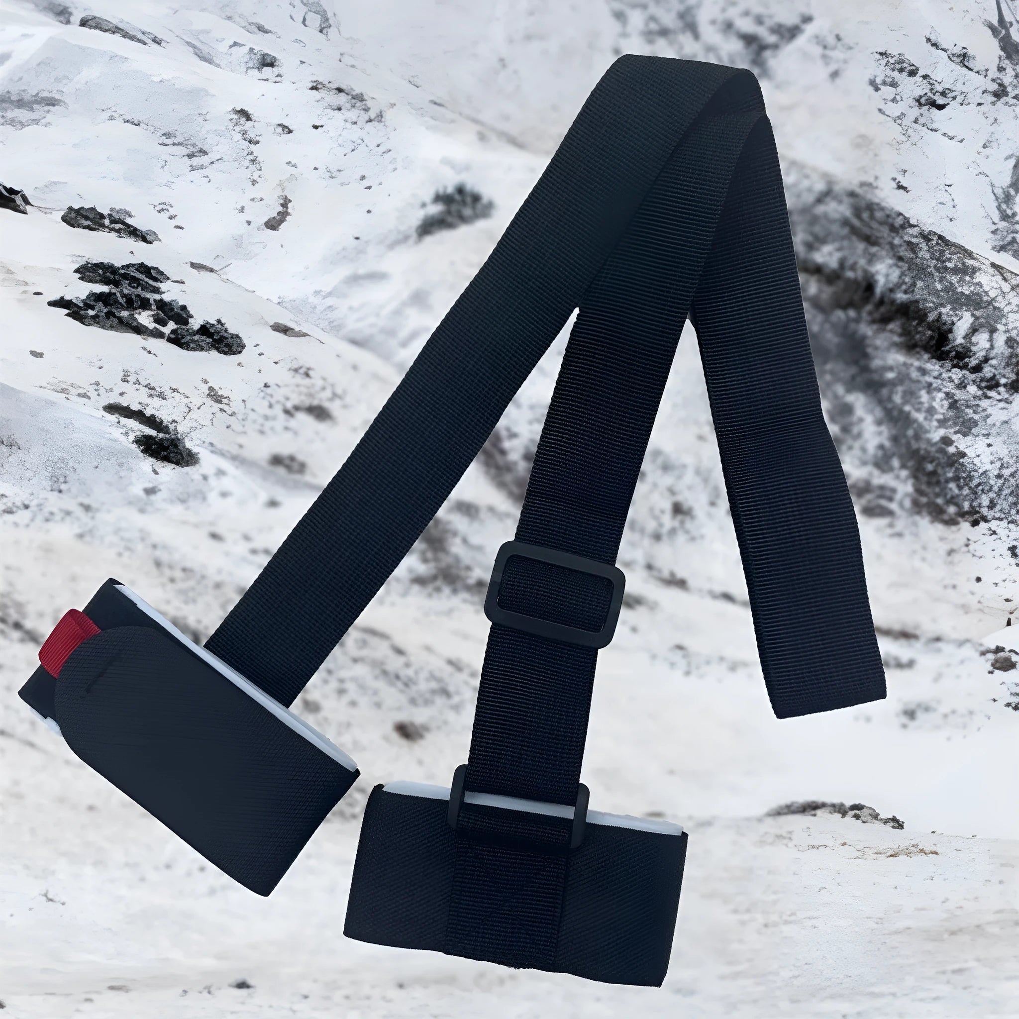 Adjustable hook and loop shoulder strap for portable ski sled transport in multiple colours