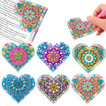 Six PU leather bookmarks with crystal flower corner decorations in modern simplicity style