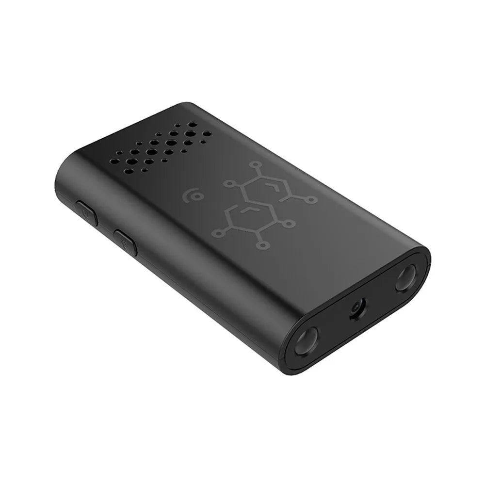 Black smart security camera with baby monitor function and WiFi connectivity