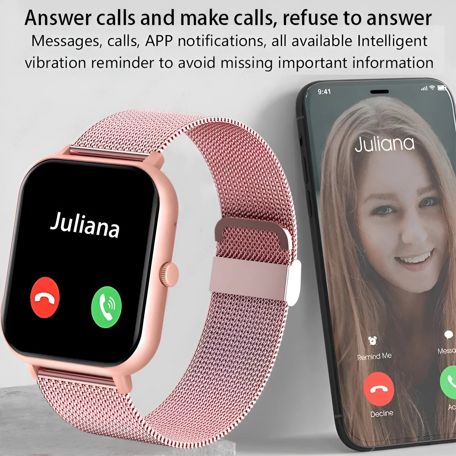 ZL54C smart watch displaying health metrics on AMOLED screen with Milan steel strap option