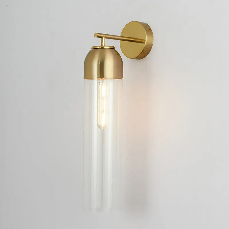 Nordic modern minimalist glass wall lamp in living room setting with E27 warm lighting