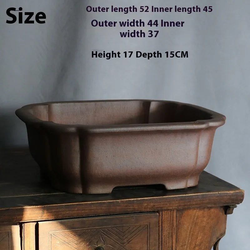 Rectangular purple sand bonsai flower pot in modern simple style