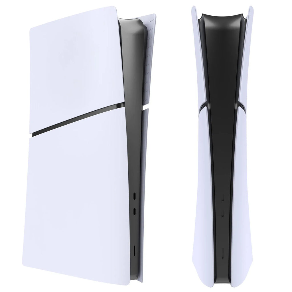 PS5 Slim replacement protective shell in ABS plastic showing four-piece construction for console customisation