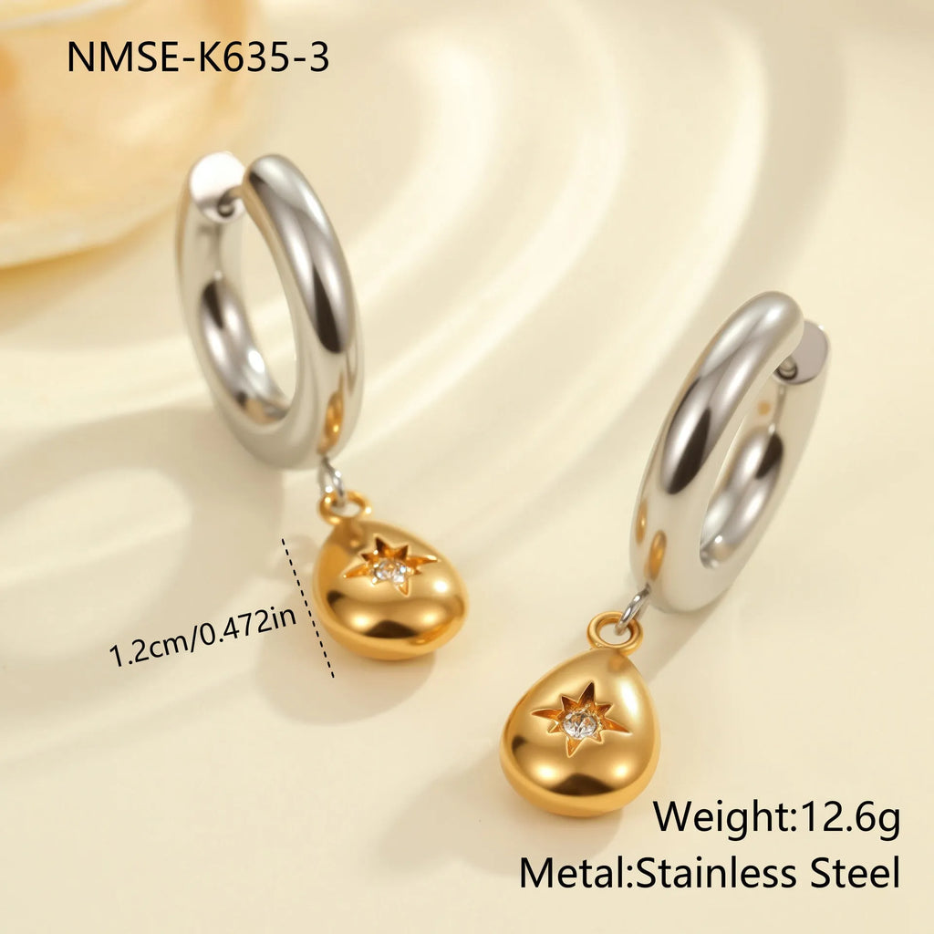 Women's Christmas tree heart earrings stainless steel electroplated 18K gold geometric designs