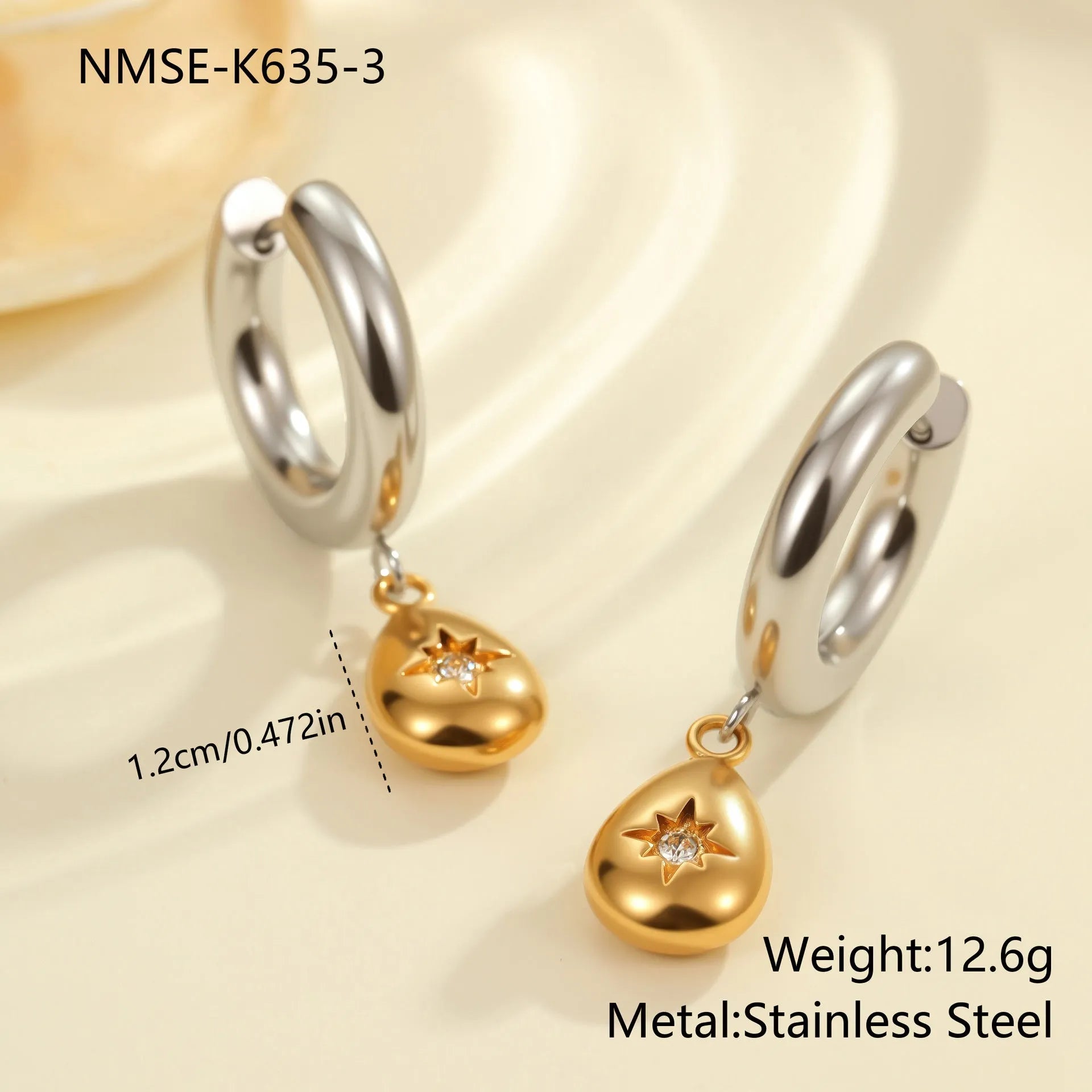 Women's Christmas tree heart earrings stainless steel electroplated 18K gold geometric designs