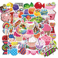 Colourful candy graffiti sticker sheets with cartoon designs measuring 4-6cm