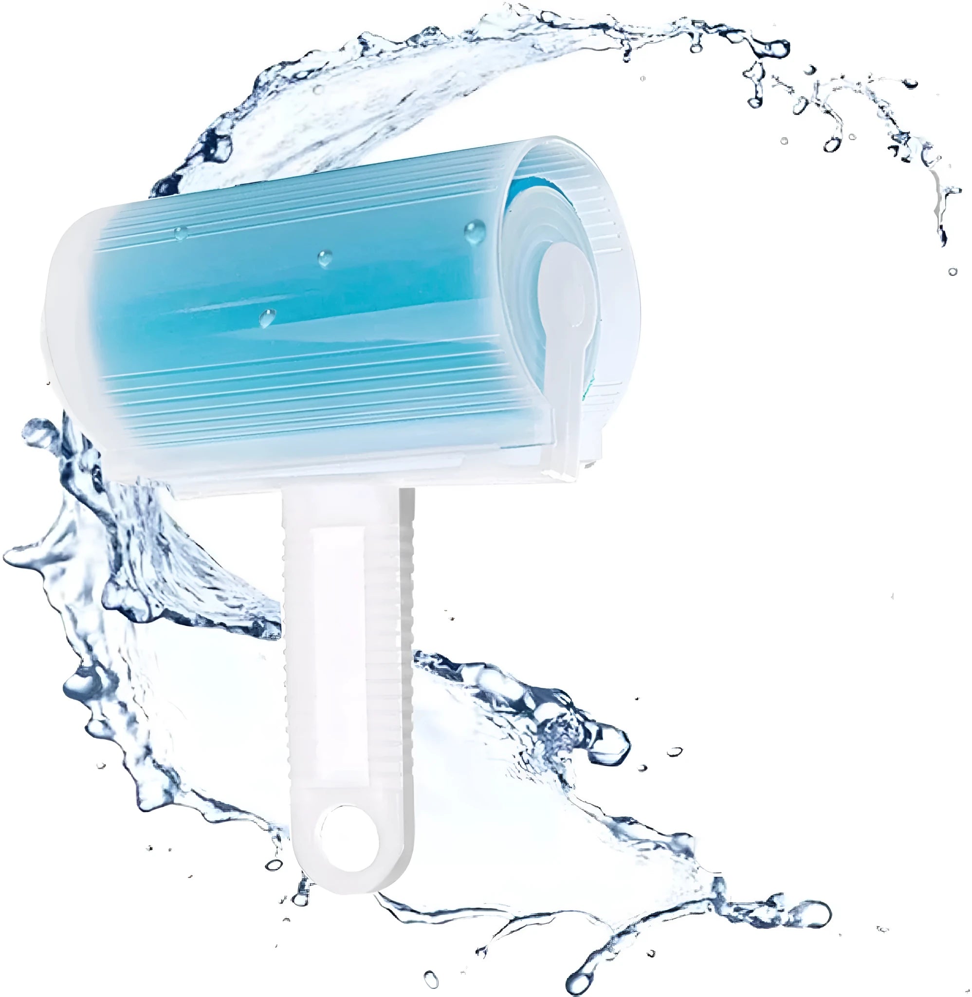 Blue washable reusable lint roller with protective cover for removing pet hair from fabrics