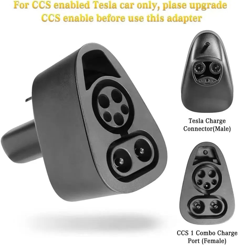 Black Tesla charging plug converter adapter for American standard EV charging points.