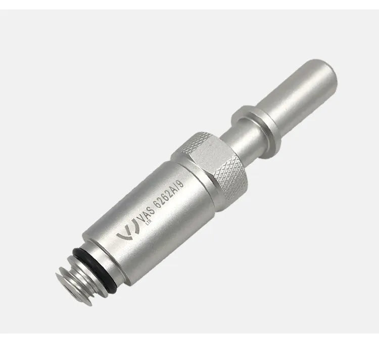 Silver metal transmission refueling joint tool for VAS6262-9 procedures