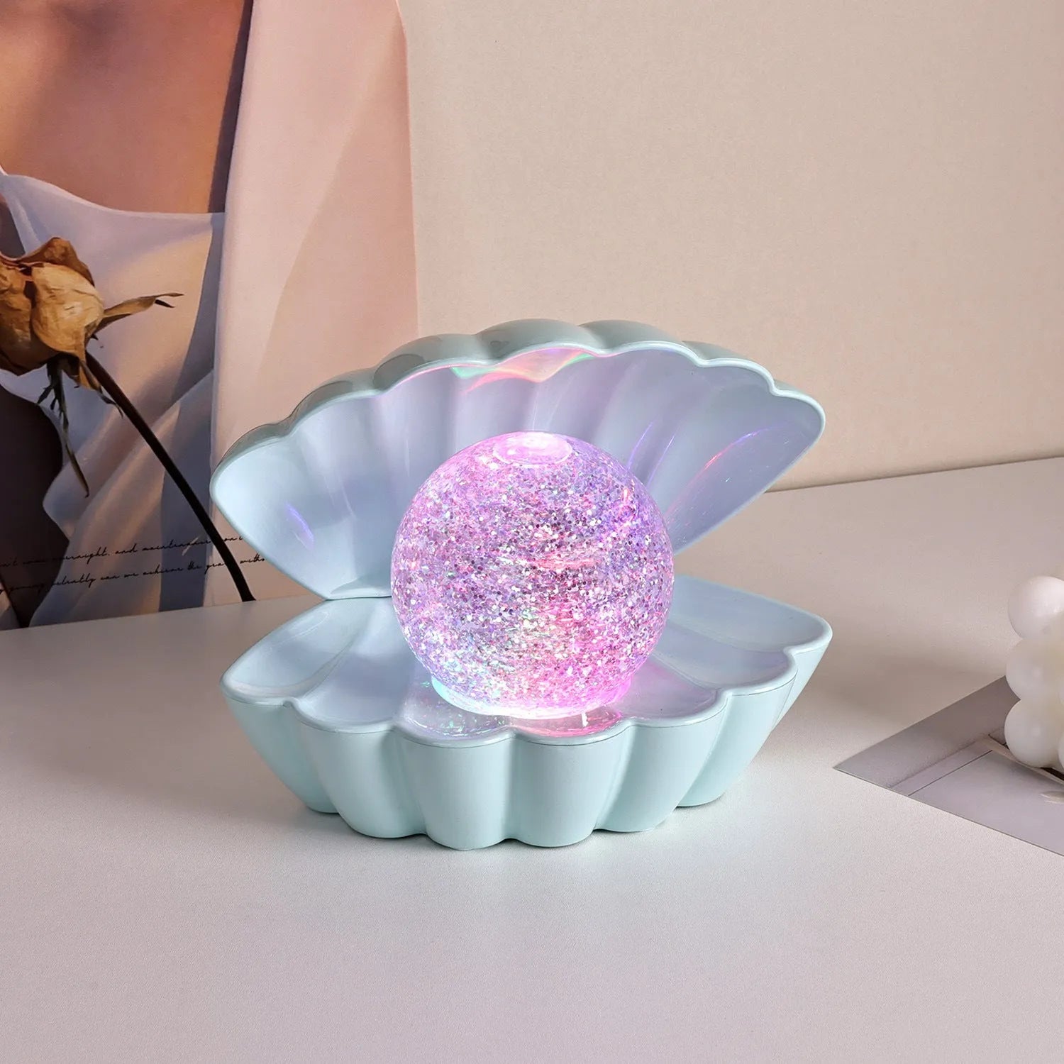 Shell-shaped decorative neon night lamp with ambient lighting in three colour options
