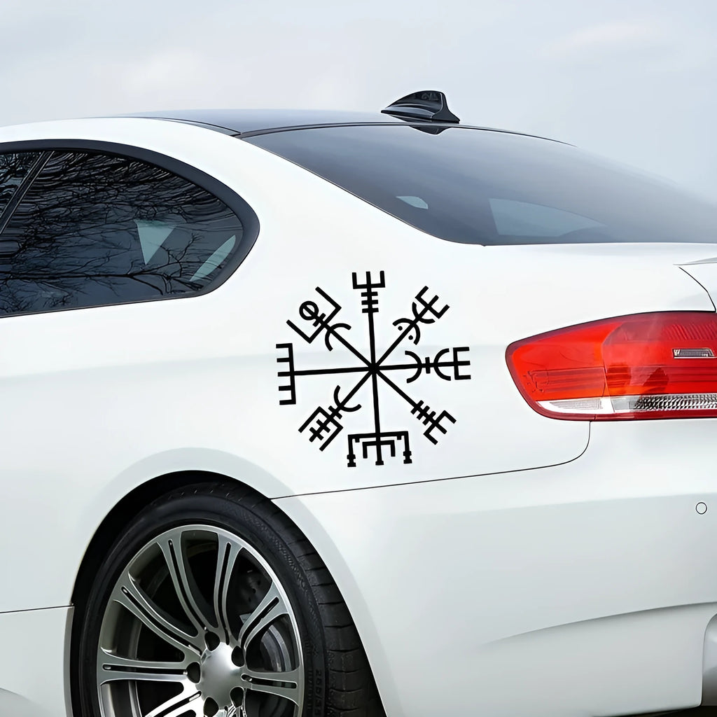 13x13cm square vinyl car sticker with white 'No Charm' vegetarian text on clear background