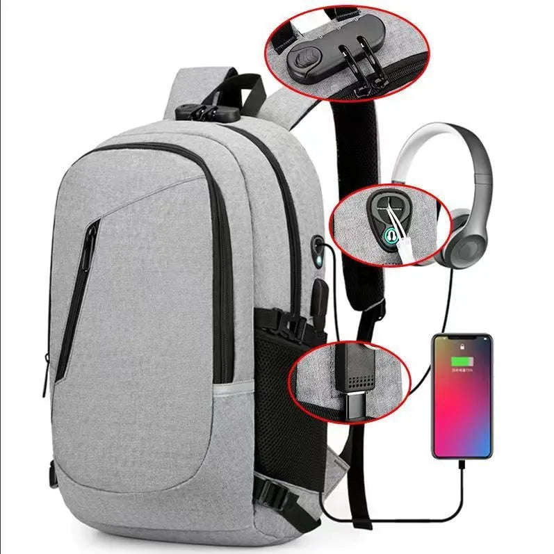 Street trend style computer backpack in Oxford cloth, shown in blue, with dimensions 50cm by 19cm by 31cm.