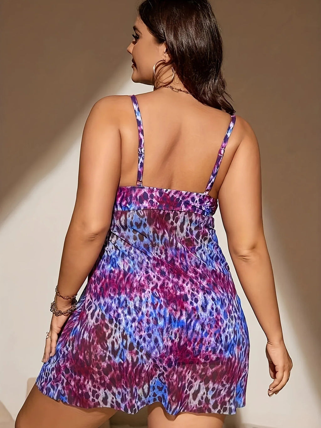 Plus size skirt bikini swimsuit in blue colour with European and American sizing