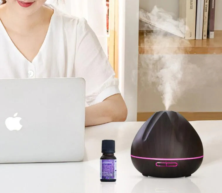500ml air humidifier aromatherapy machine in light wood finish